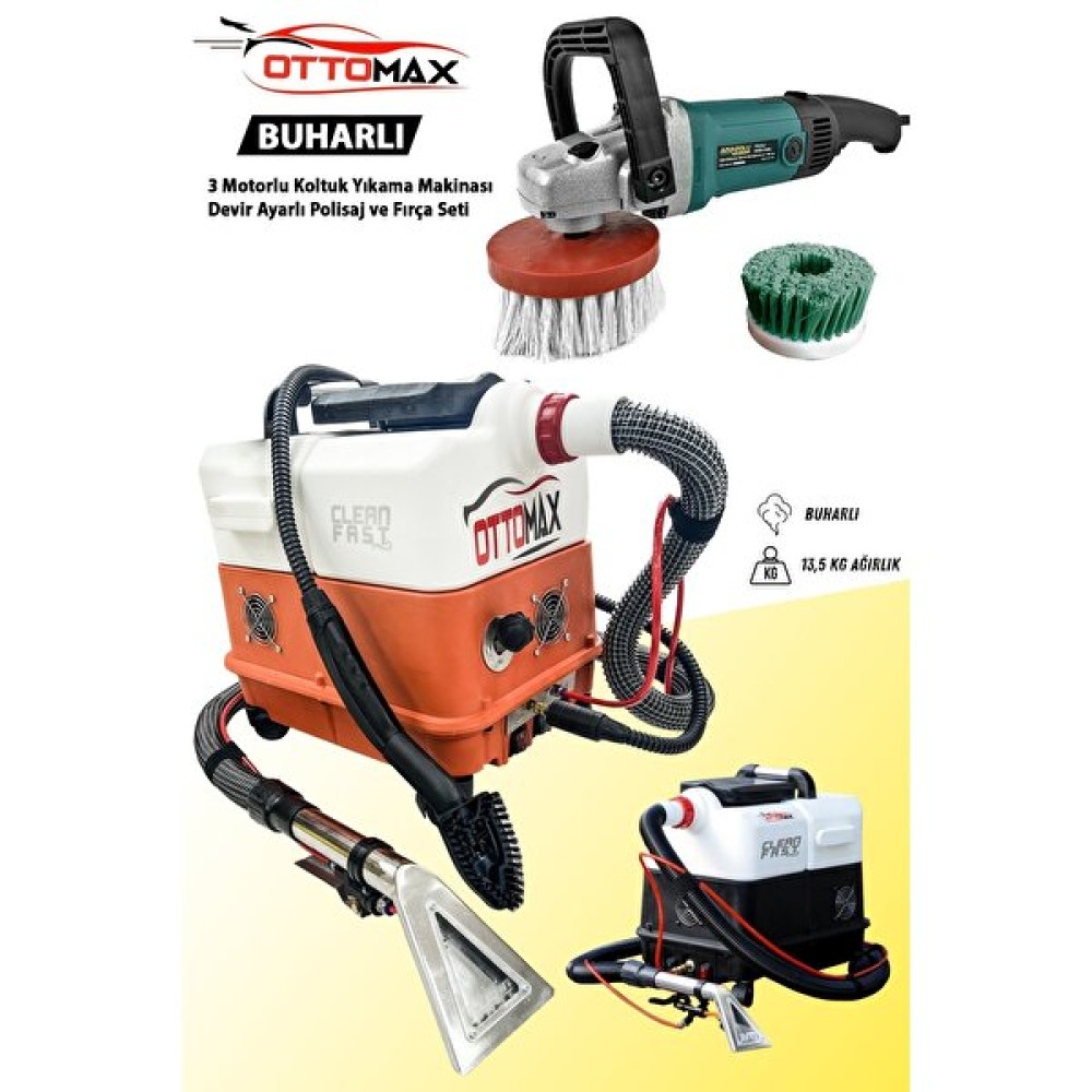 Ottomax 3 Motorlu Cleanfast Buharlı Halı - Koltuk Yıkama Makinesi ve Koltuk Fırçalama Seti Meyve Sıkacakları Fiyatı
