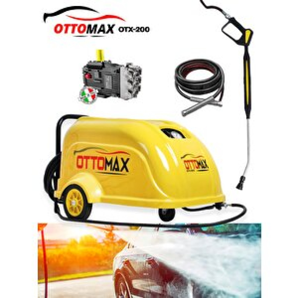 Ottomax Otx-200 Yüksek Basınçlı 200 Bar İtalyan Pompa Oto Yıkama Makinası 12 Metre Hortumlu Trifaze Oto Yıkama Ürünleri Fiyatı
