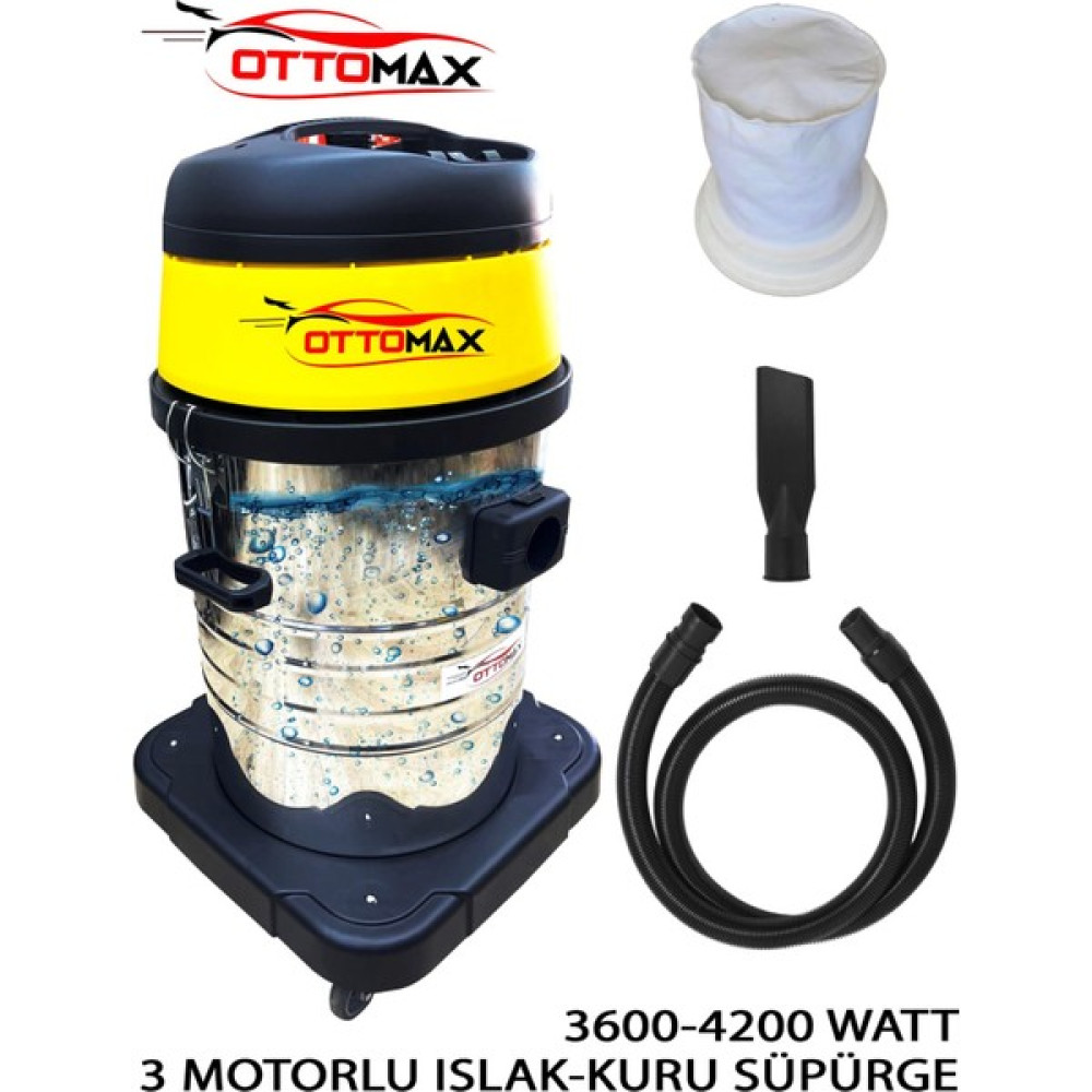 Ottomax Otx-55-3-Wdm 4200 Watt 3 Motorlu Islak Kuru Sanayi Tipi Oto Süpürgesi Endüstriyel Süpürge Elektrikli El Aletleri Fiyatı