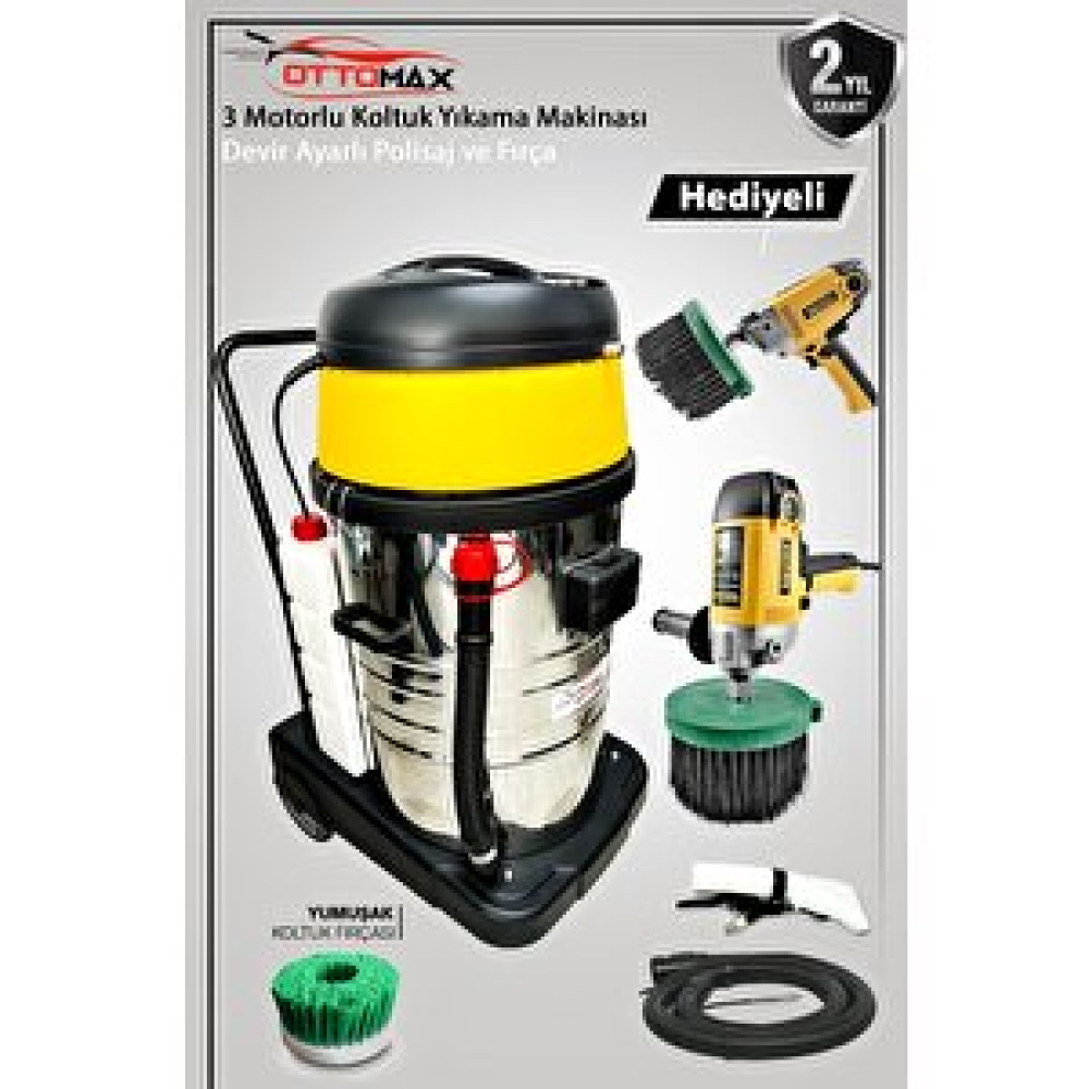 Ottomax Premium 3 Motorlu Halı Koltuk Yıkama Ve Koltuk Fırçalama Seti Halı Yıkama Makineleri Fiyatı