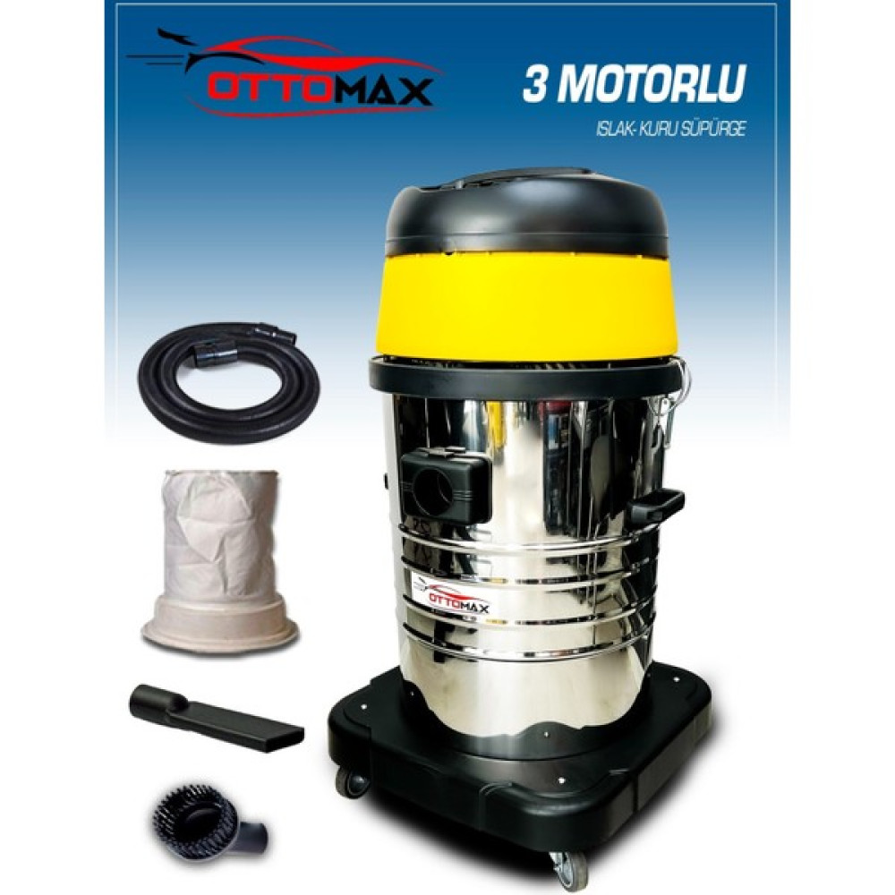 Ottomax Premium 4200 Watt 3 Motorlu Islak Kuru Sanayi Tipi Oto Süpürgesi Endüstriyel Süpürge Oto Bakım & Temizlik Ürünleri Fiyatı