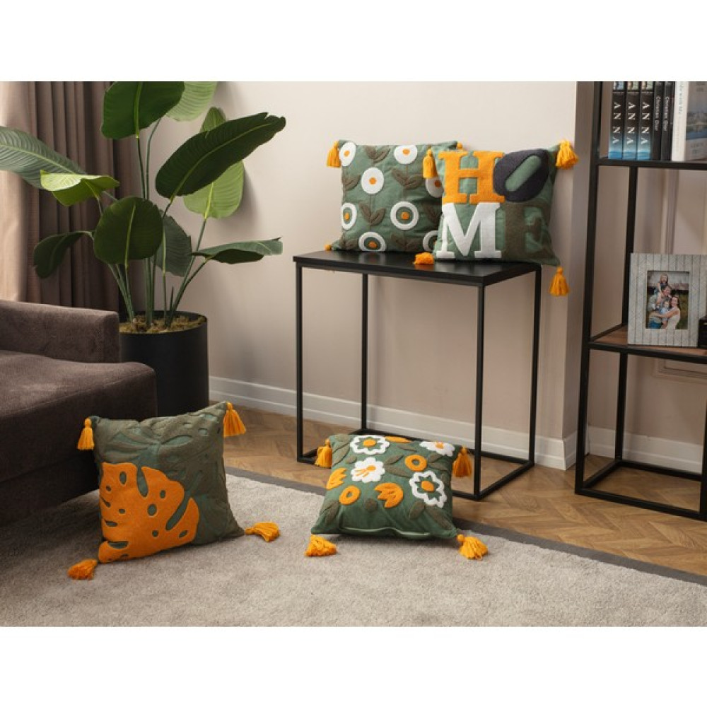 Ottoson 4'lü Premium Punch Işlemeli Kırlent Kılıfı - 43 x 43 cm - Yeşil Kırlent / Mobilya Yastığı Fiyatı