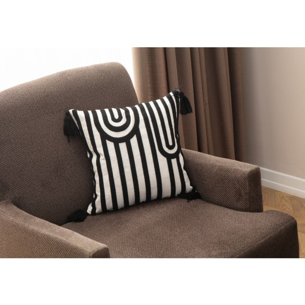 Ottoson Premium Punch Işlemeli Kırlent Kılıfı - 43 x 43 cm - Siyah - Beyaz - Bakır Kırlent / Mobilya Yastığı Fiyatı