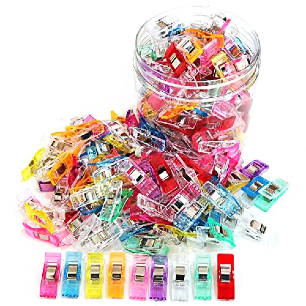 Otylzto Premium Plastic Clips, 100 Pcs with Box, Sewing Notions for Sewing Quilting Supplies Crafting Tools, Assorted Colors for Craft Sewing Machine Fiyatı
