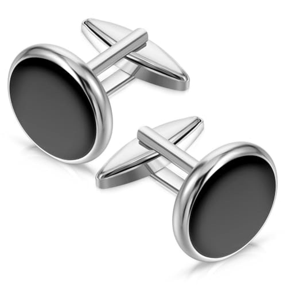 Ouligay Mens Black Cufflinks For Men Cuff Links Groom Classic Shirt CuffLinks for Men Wedding Cuff Links for Father Husband Boyfriend