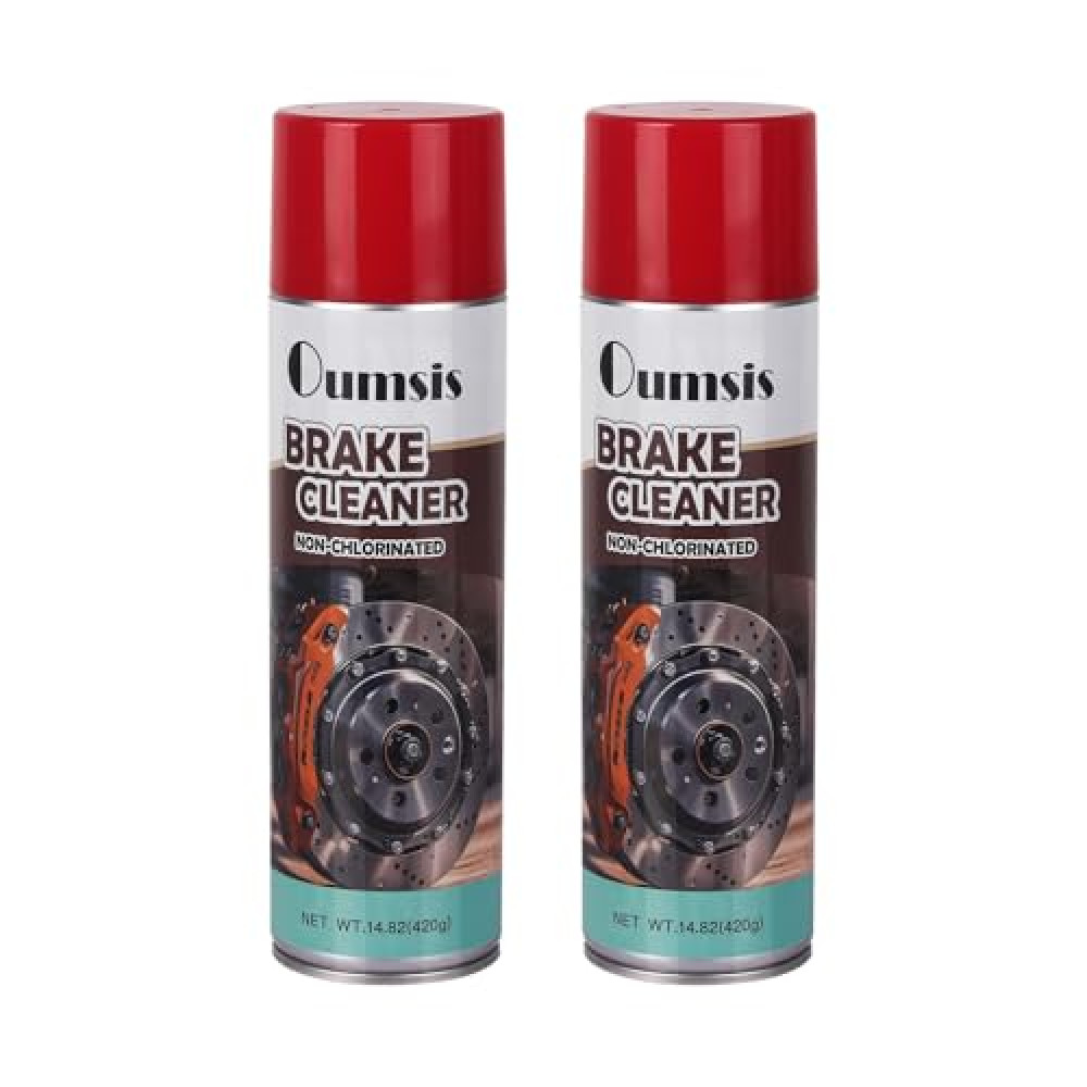 OUMSIS Brake Cleaner, Non-chlorinated Brake Cleaner Spray Can, Oil-Dust-Rust Remover for Disc, Caliper, Spring, Clutch, Rotor, Pad, 14.82 oz 2Can
