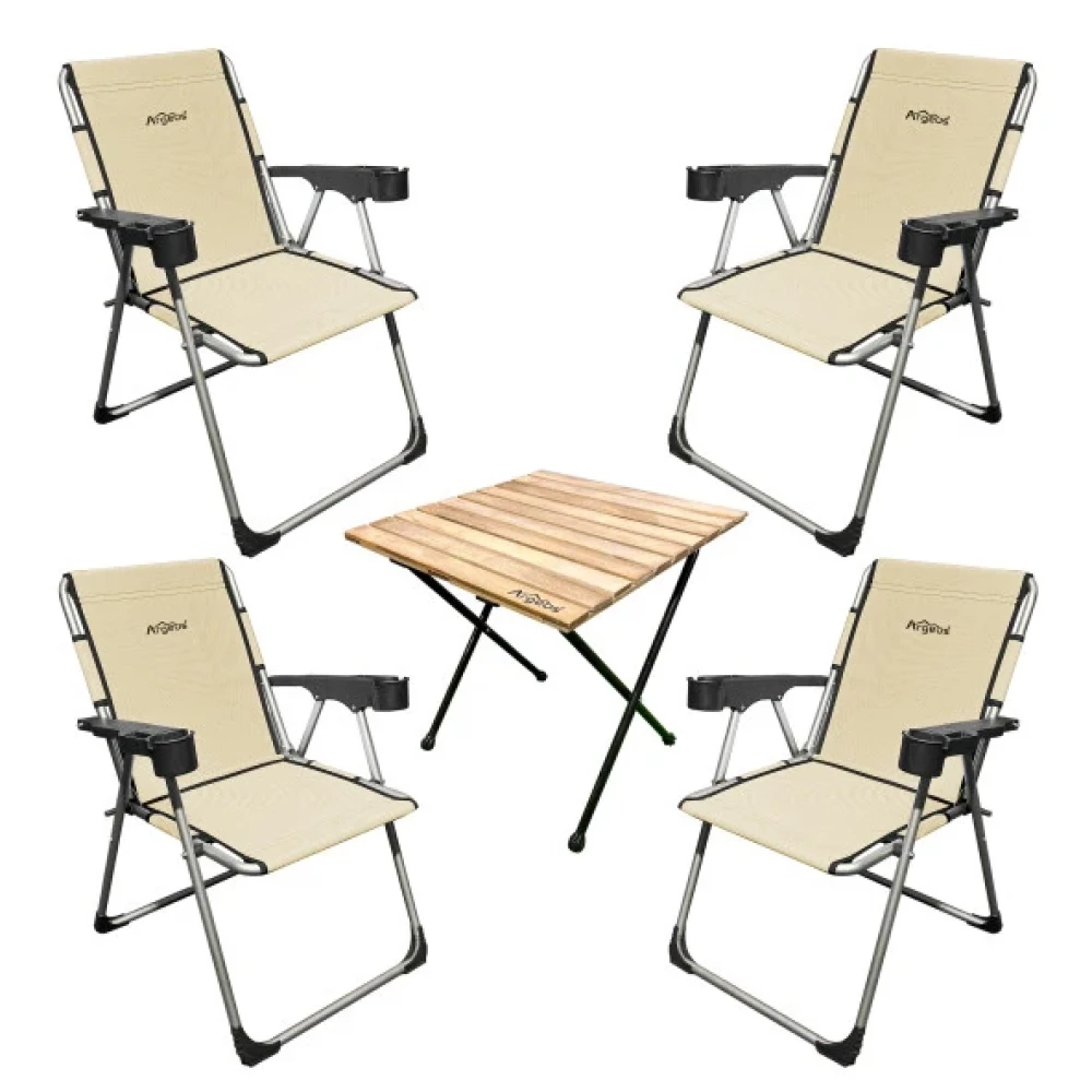 Outdoor Argeus Rock 4'Lü Bardaklı Katlanabilir Sandalye Ve Masa Seti - Sahra (A-12) Kamp Aksesuarı Fiyatı
