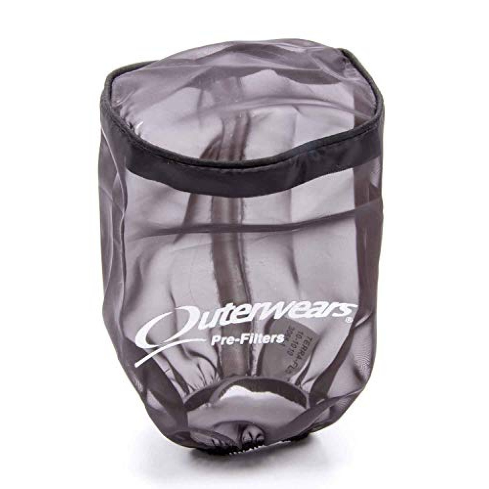 Outerwears Air Filter Wrap, Pre Filter, Round, 3.5 in Diameter, 6 in Tall, Top, Outerwears Logo, Polyester, Black, Each