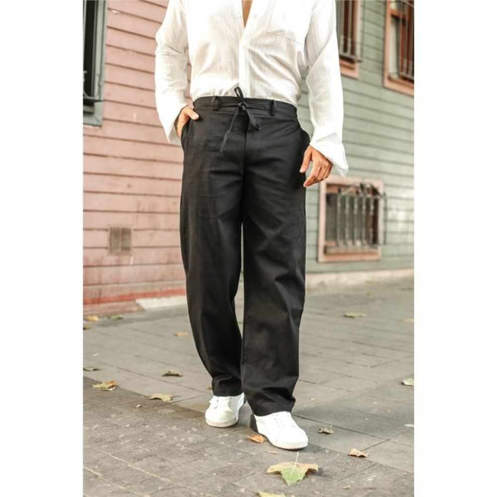 Outfit-Man Erkek Gabardin Kumaş Baggy Pantolon Siyah Erkek Pantolon Fiyatı