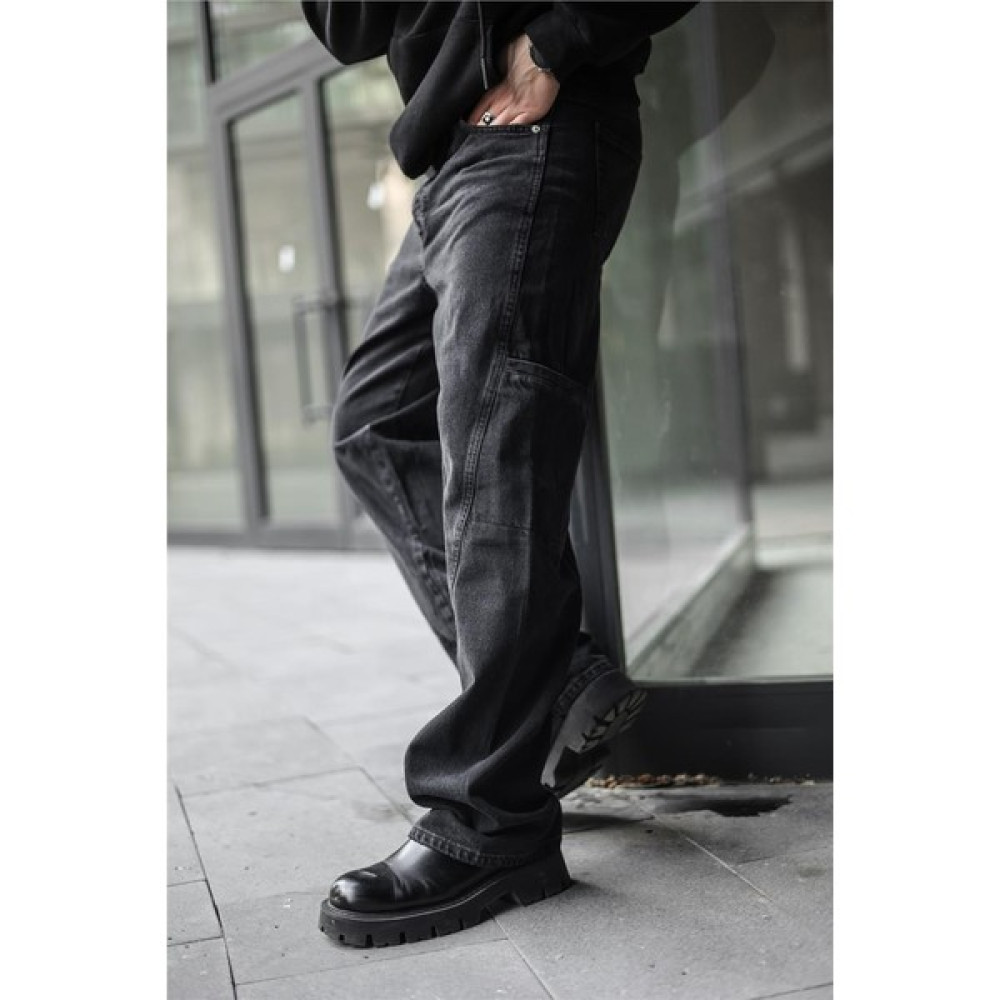 Outfit-Man Erkek Gizli Kargo Cepli Baggy Jean Siyah Erkek Jeans / Kot Pantolon Fiyatı