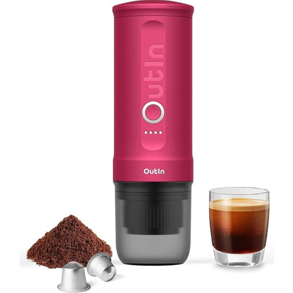 Outin Espresso Kahve Makinesi Elektrikli Taşınabilir 3-4 Dakika Kendinden Isıtmalı, 20 Mini Bar - Pembe Kahve Makineleri Fiyatı
