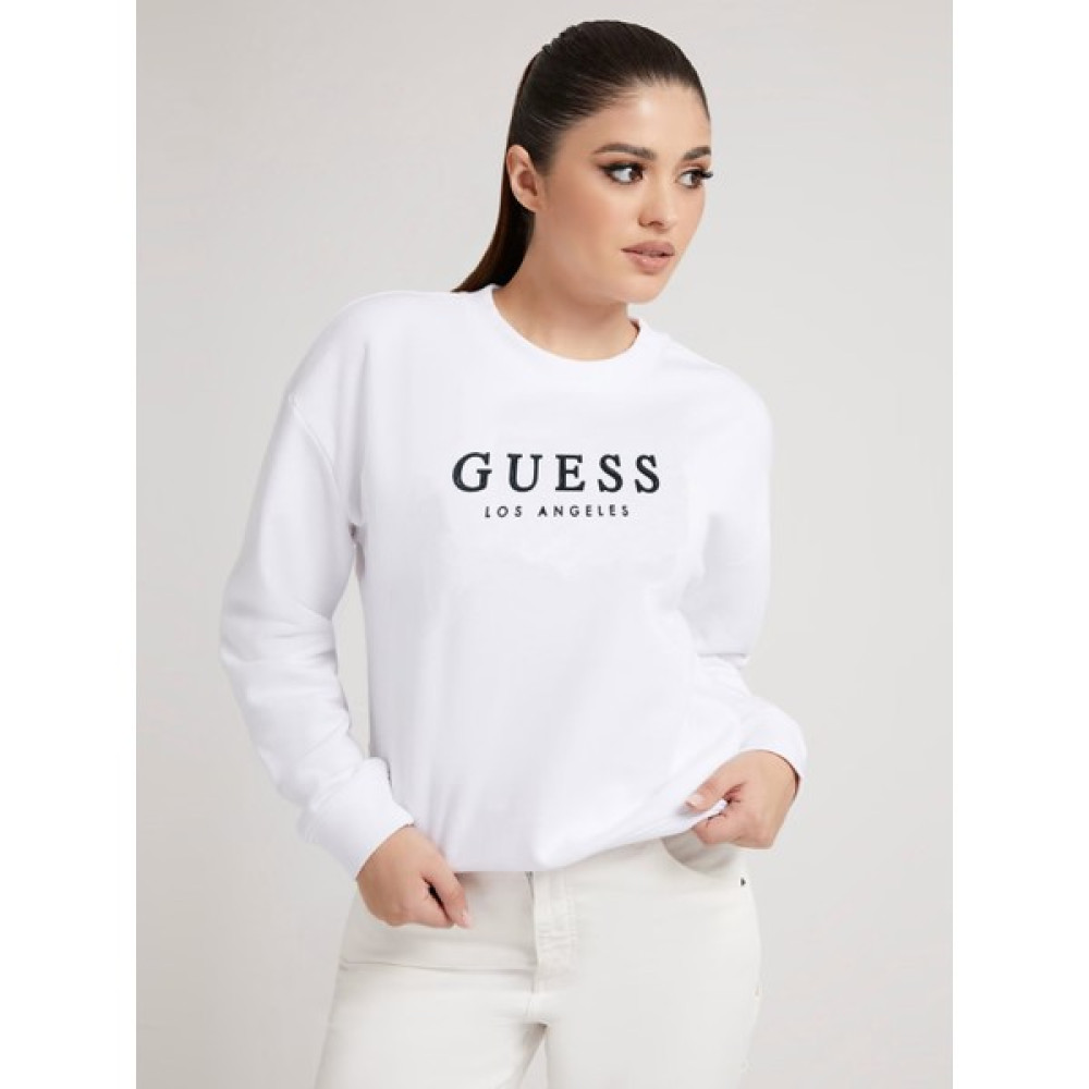 Outlet Bul Outletbul Guess Beyaz Renk Los Angeles Model Kadın Regular Fit Sweatshirt Bayan Sweatshirt Fiyatı