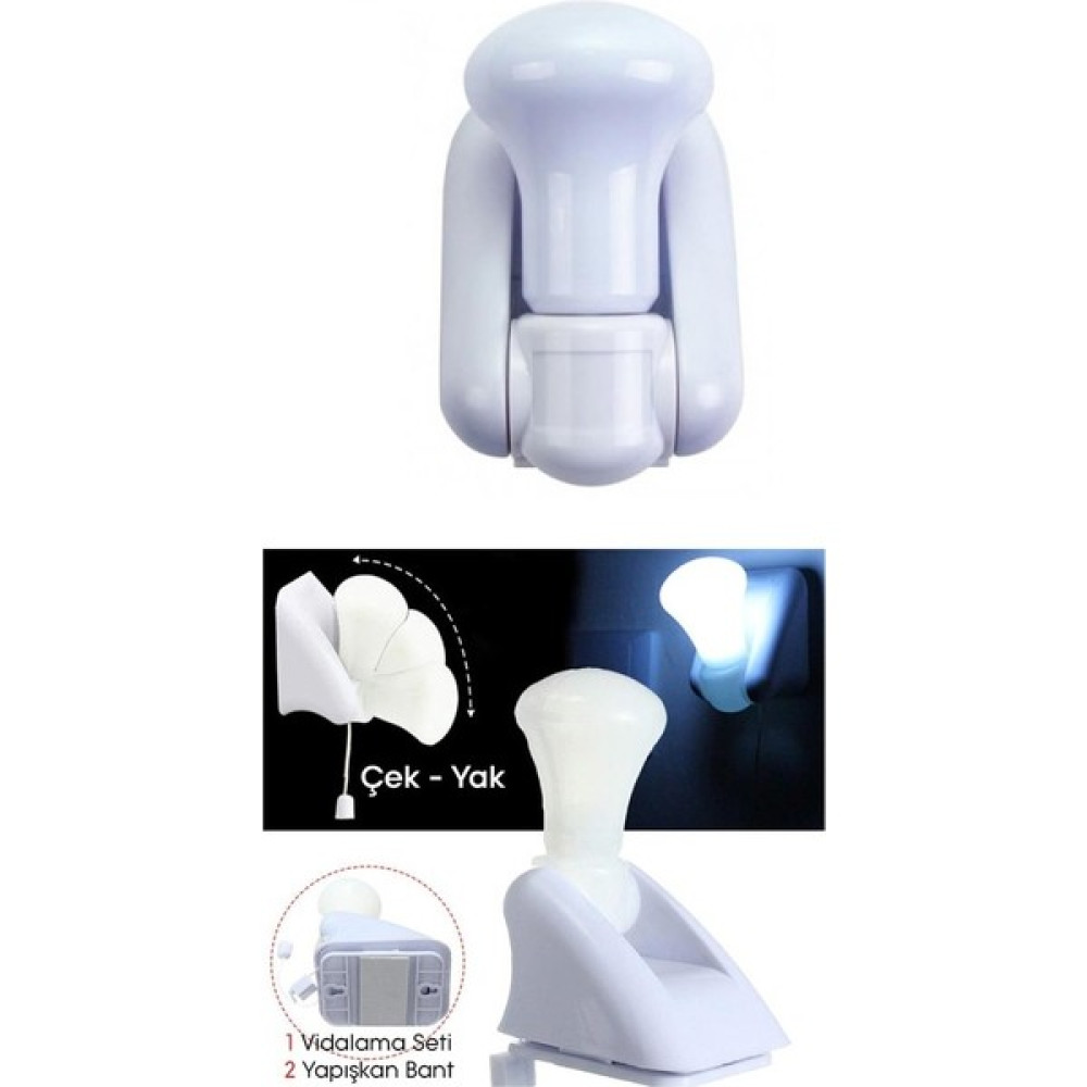 Outlet Bul Taşınabilir Kolay Kullanımlı Yapışkan ve Vidalama Setli 2'li LED Lamba - Beyaz Masa Lambası Fiyatı