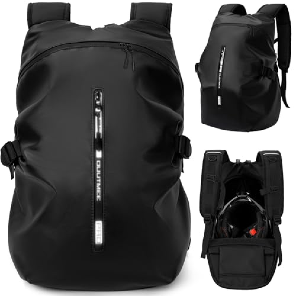 OUUTMEE Motorcycle Backpack, Waterproof Helmet Backpacks for Men Storage Motorcycle Bag with Reflective Stripe