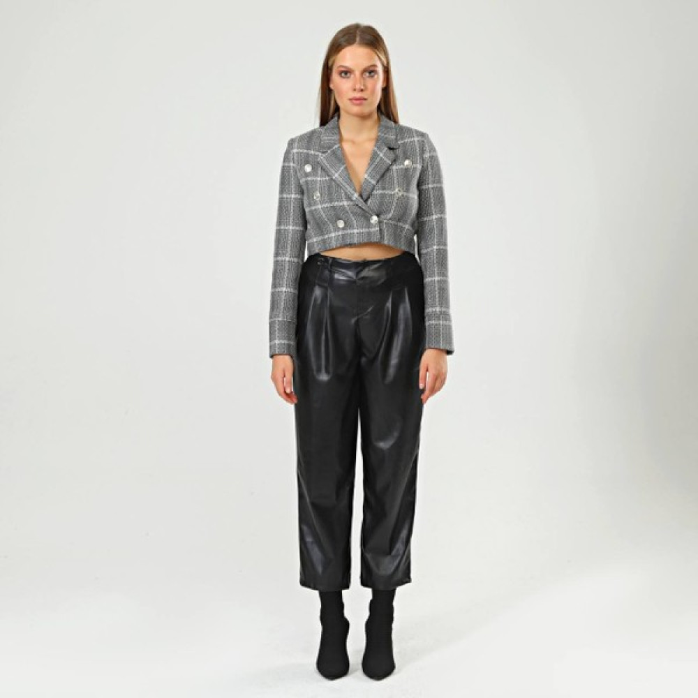 Ouz Fashion Kadın Kruvaze Yaka Tüvit Crop Ceket Bayan Ceket Fiyatı