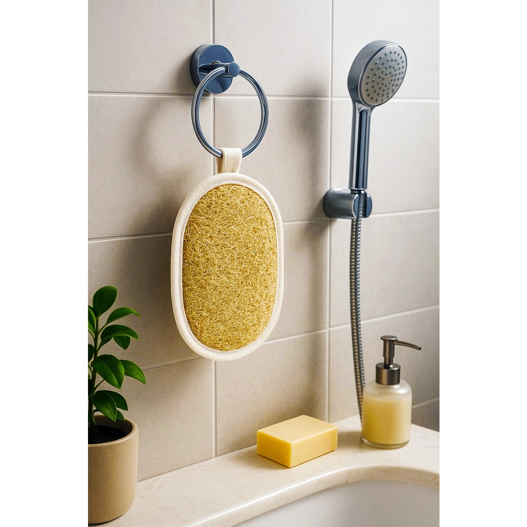 Oval Doğal Kabak Lifi Banyo Yüz ve Vücut Kesesi, Hamam Kesesi %100 Organik - Bej Diğer Fiyatı