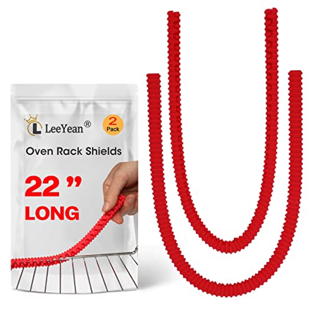 Oven Rack Shields Extra Long 22 Inch, 2 Pack Heat Resistant Oven Guards for Racks, Silicone Oven Rack Edge Protector, Full Length Fit on Standard-Sized Ovens, Prevents Hand and Arm Burns
