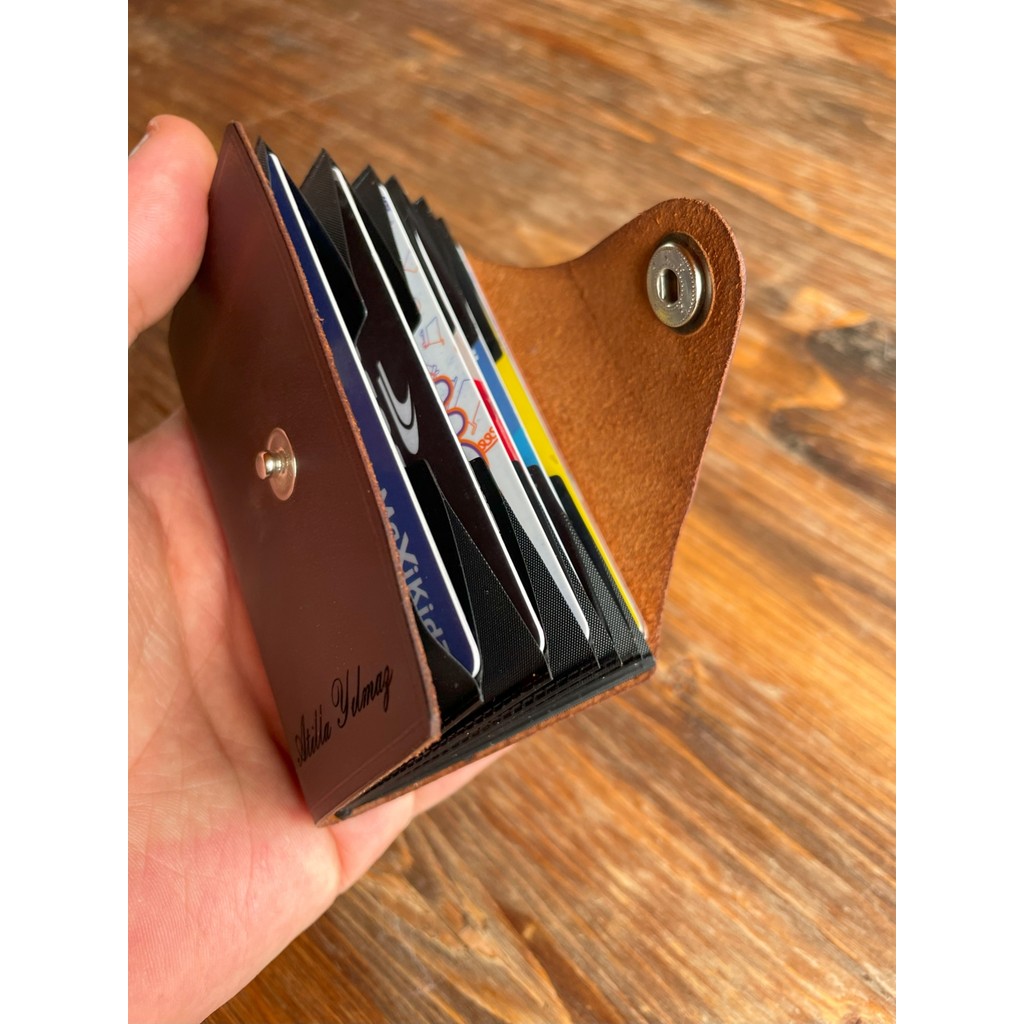 Over Craft Overcraft Kişiselleştirilebilir Deri Unisex Akordiyon 10 Bölmeli Minimal Tasarım Kredi Kartlık Cüzdan Diğer Fiyatı