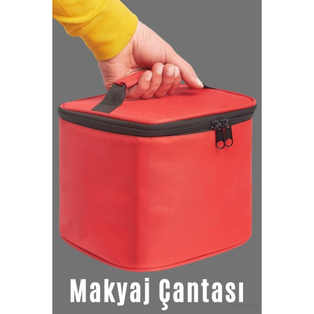 Over Pazar Makyaj Çantası Tek Bölmeli Makyaj Çantası Soğutuculu Makyaj Çantası Isı Bölmeli Makyaj Çantası - Kırmızı Makyaj Fırça ve Aksesuarları Fiyatı