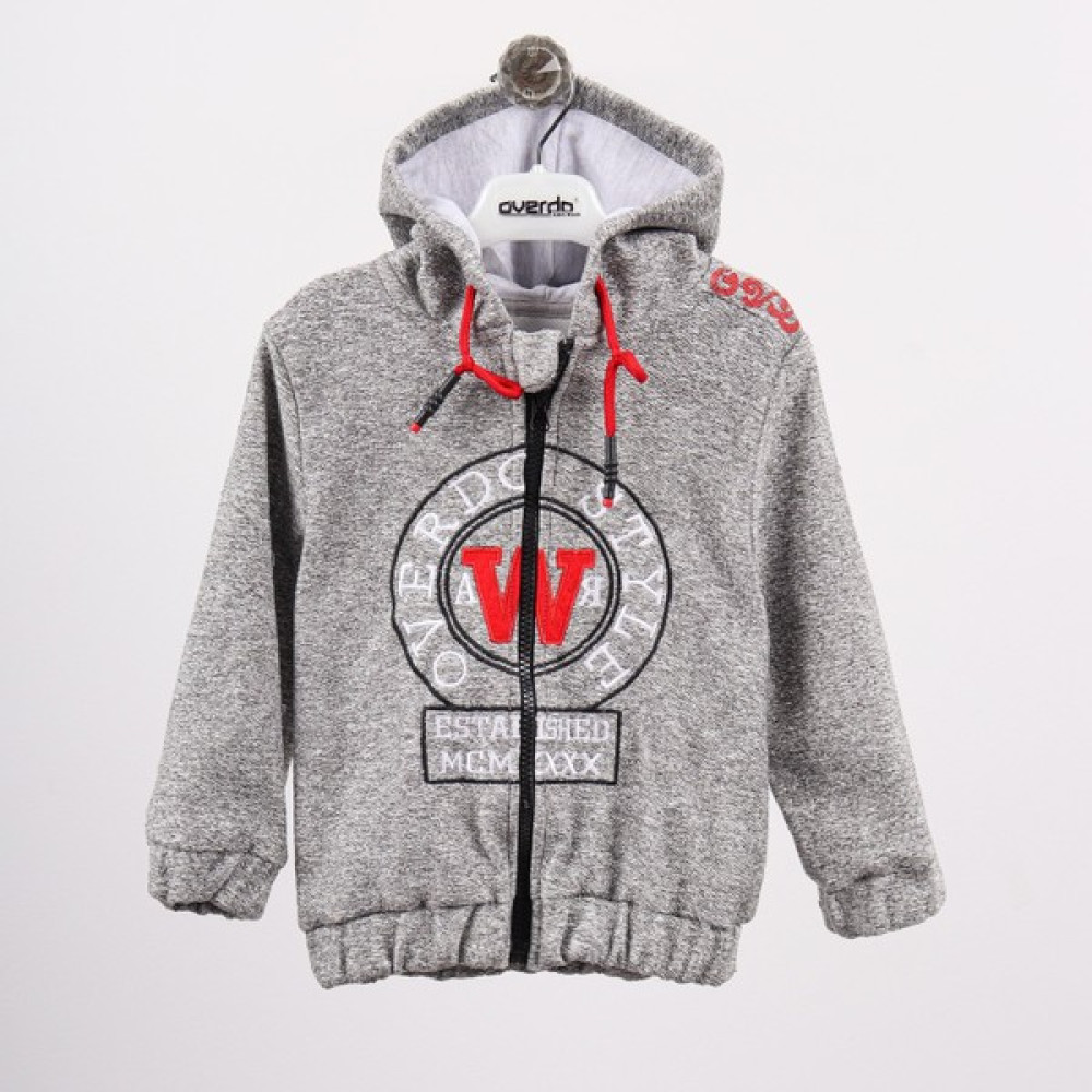 Overdo Style Nakışlı Fermuarlı Kapüşonlu Erkek Çocuk Ceket Erkek Çocuk Sweatshirt Fiyatı