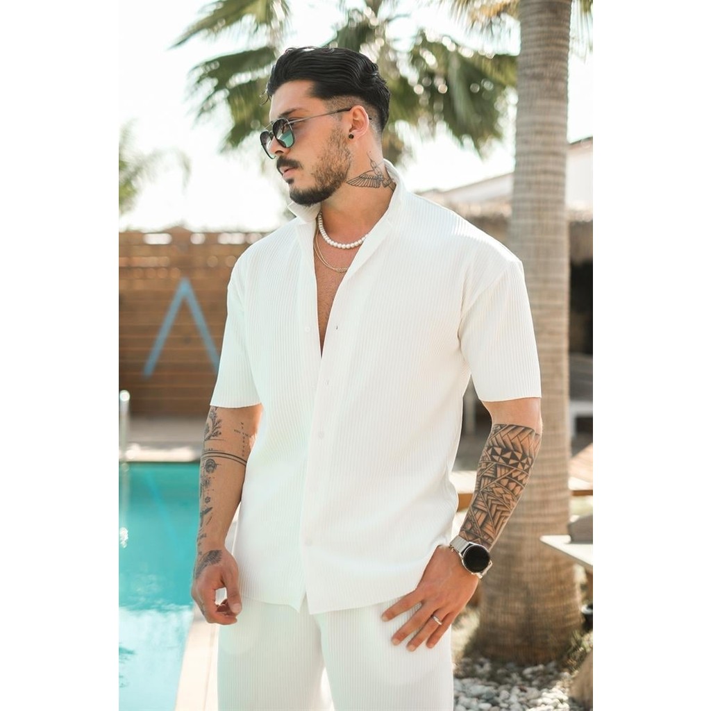 Oversize Premium Fitilli Kısa Kol Ottoman Gömlek Giyim & İç Giyim Fiyatı