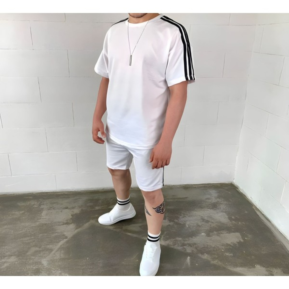 Oversize Unisex Kolları Şeritli Tshirt Erkek T-shirt Fiyatı