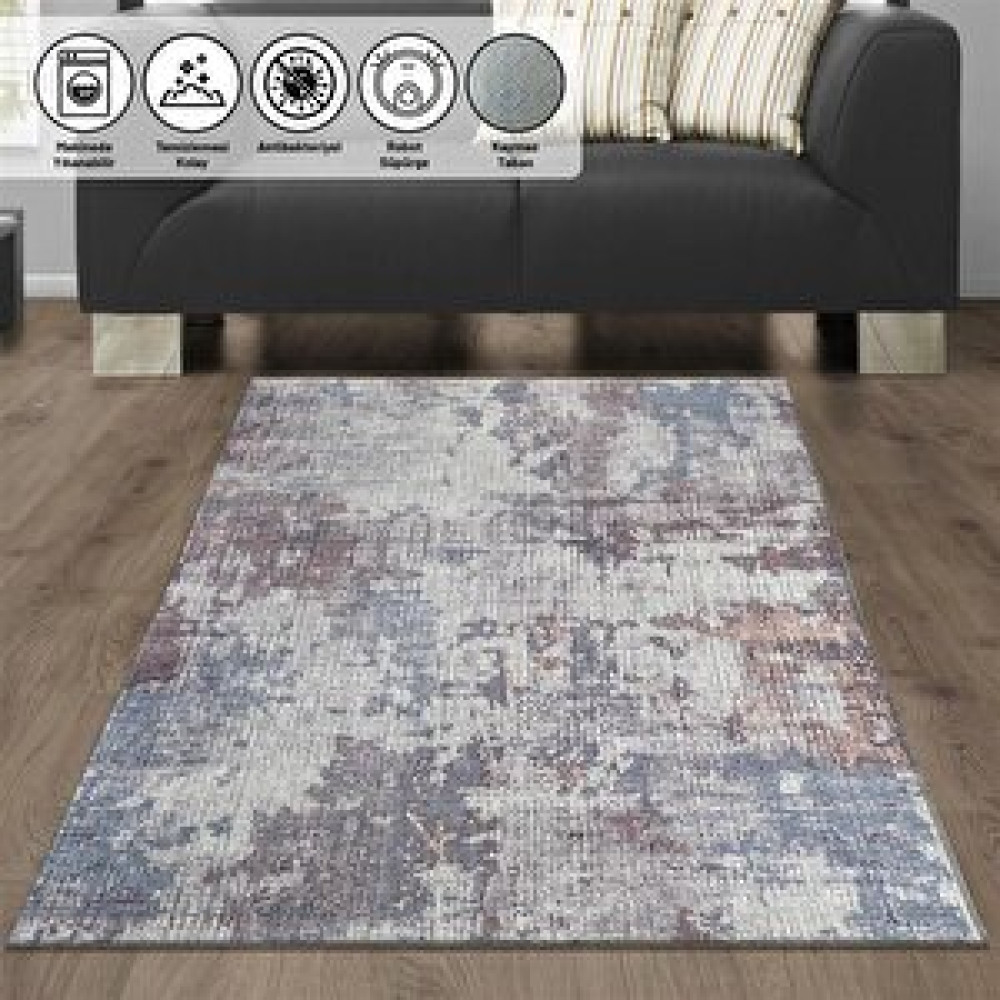 Oveshome Modern Çizgi Tarama Desenli Karışık Renkli Kaymaz Tabanlı Yıkanabilir Halı 100x150 cm Salon & Oturma Odası Tekstili Fiyatı