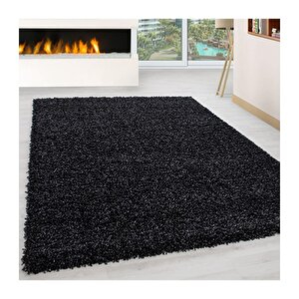 Oveshome Shaggy Halı 30 Mm Uzun Ve Yüksek Tüylü Düz Antrazit Rengi 120x170 Cm 120x170 cm Salon Halısı Fiyatı