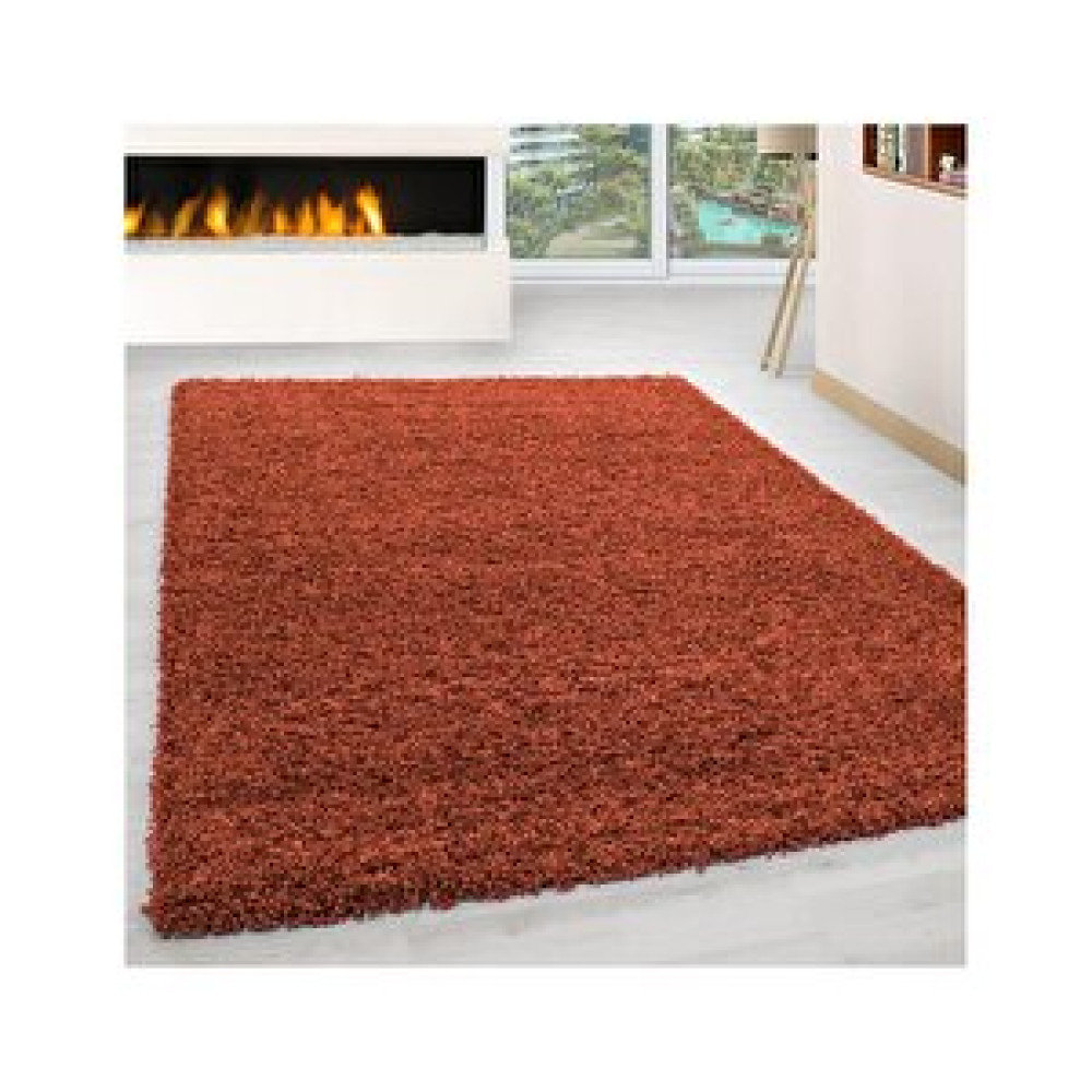 Oveshome Shaggy Halı 30 Mm Uzun Ve Yüksek Tüylü Düz Kiremit Renkli 100x200 Cm 100x200 cm Salon Halısı Fiyatı