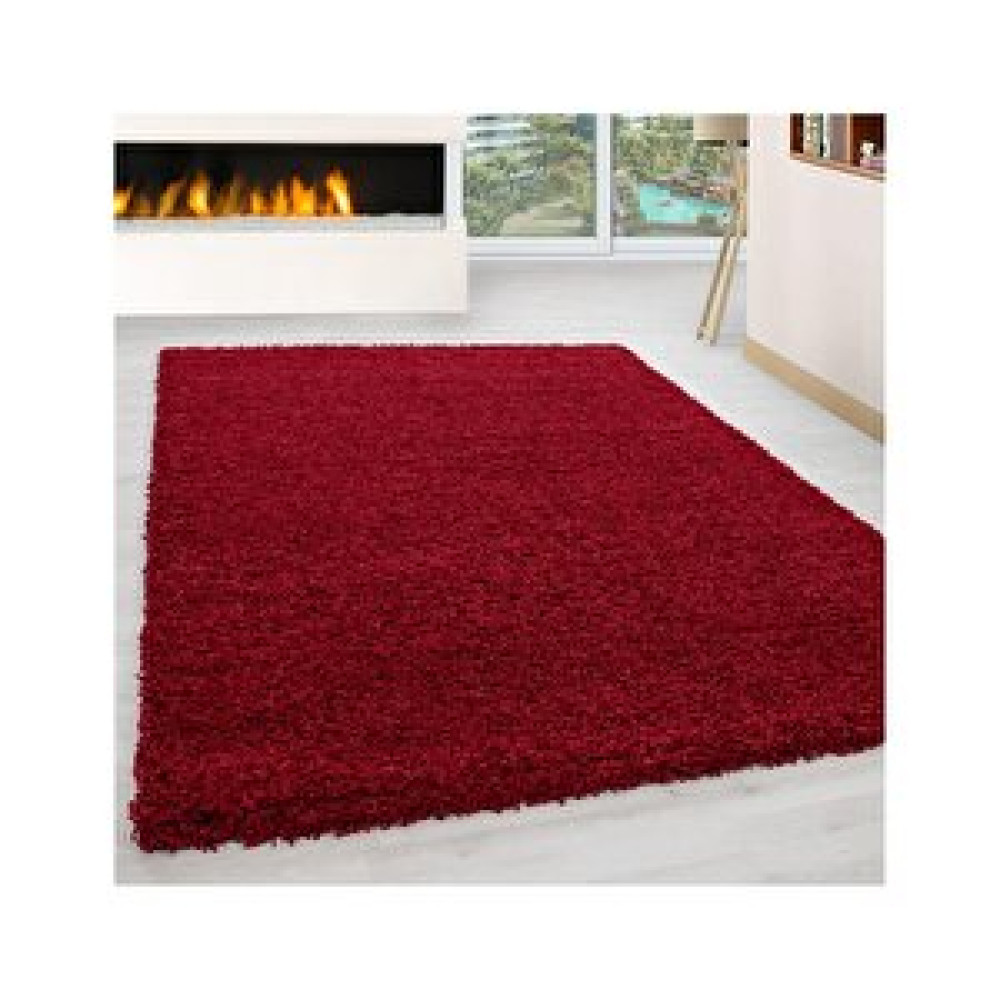 Oveshome Shaggy Halı 30 Mm Uzun Ve Yüksek Tüylü Düz Kırmızı Renkli 140x140 cm Salon Halısı Fiyatı