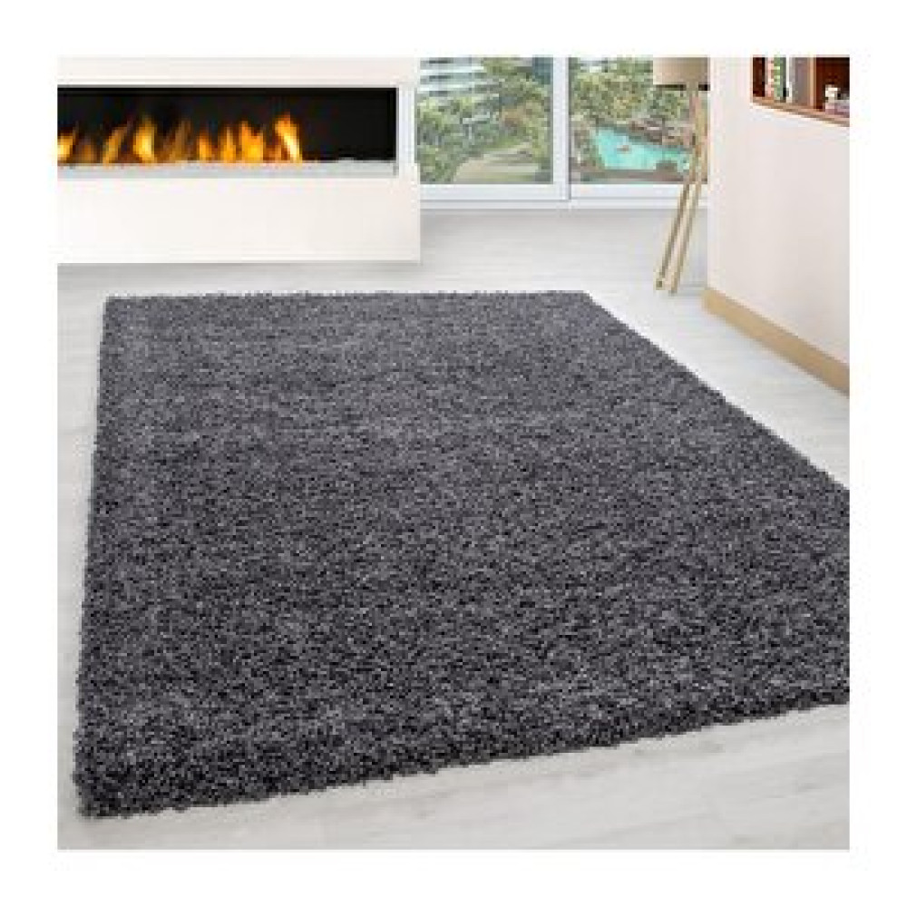 Oveshome Shaggy Halı 30 Mm Uzun Ve Yüksek Tüylü Düz Koyu Gri Rengi 100x200 cm Salon Halısı Fiyatı