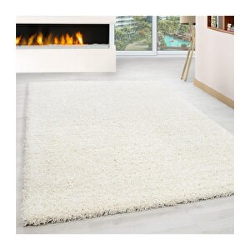 Oveshome Shaggy Halı 30 Mm Uzun Ve Yüksek Tüylü Düz Krem Rengi 160x230 cm Salon Halısı Fiyatı