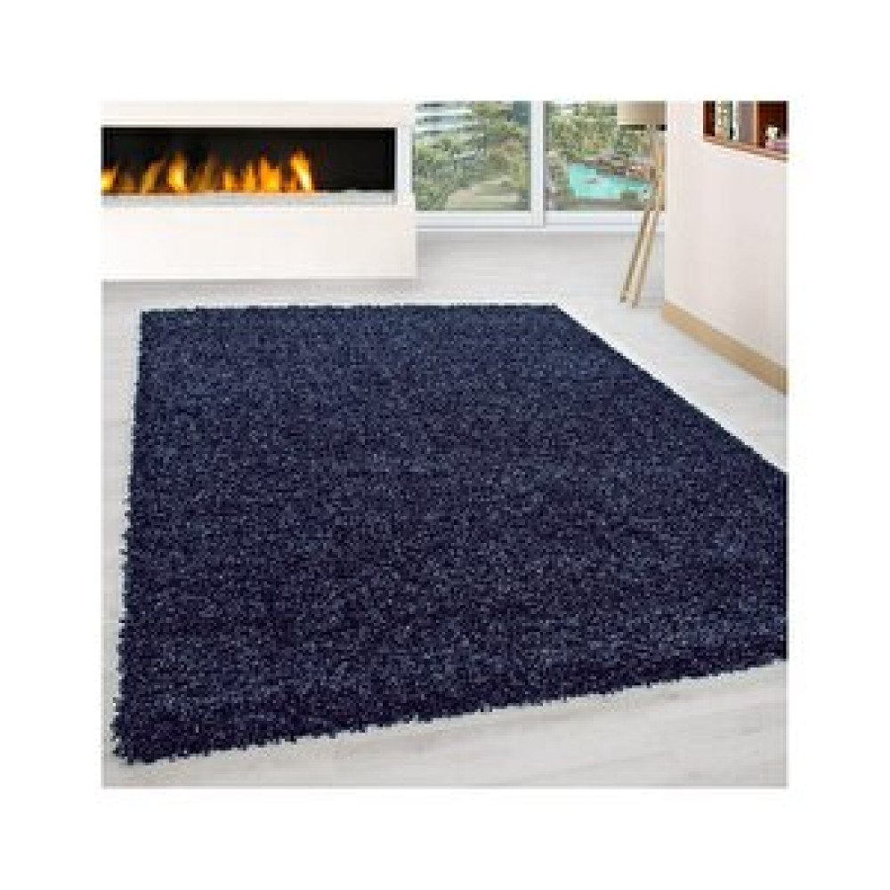 Oveshome Shaggy Halı 30 Mm Uzun Ve Yüksek Tüylü Düz Lacivert Renkli 200x200 cm Salon Halısı Fiyatı