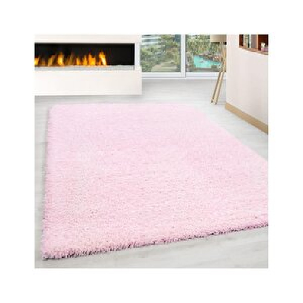 Oveshome Shaggy Halı 30 Mm Uzun Ve Yüksek Tüylü Düz Pembe Renkli 160x160 cm Salon Halısı Fiyatı