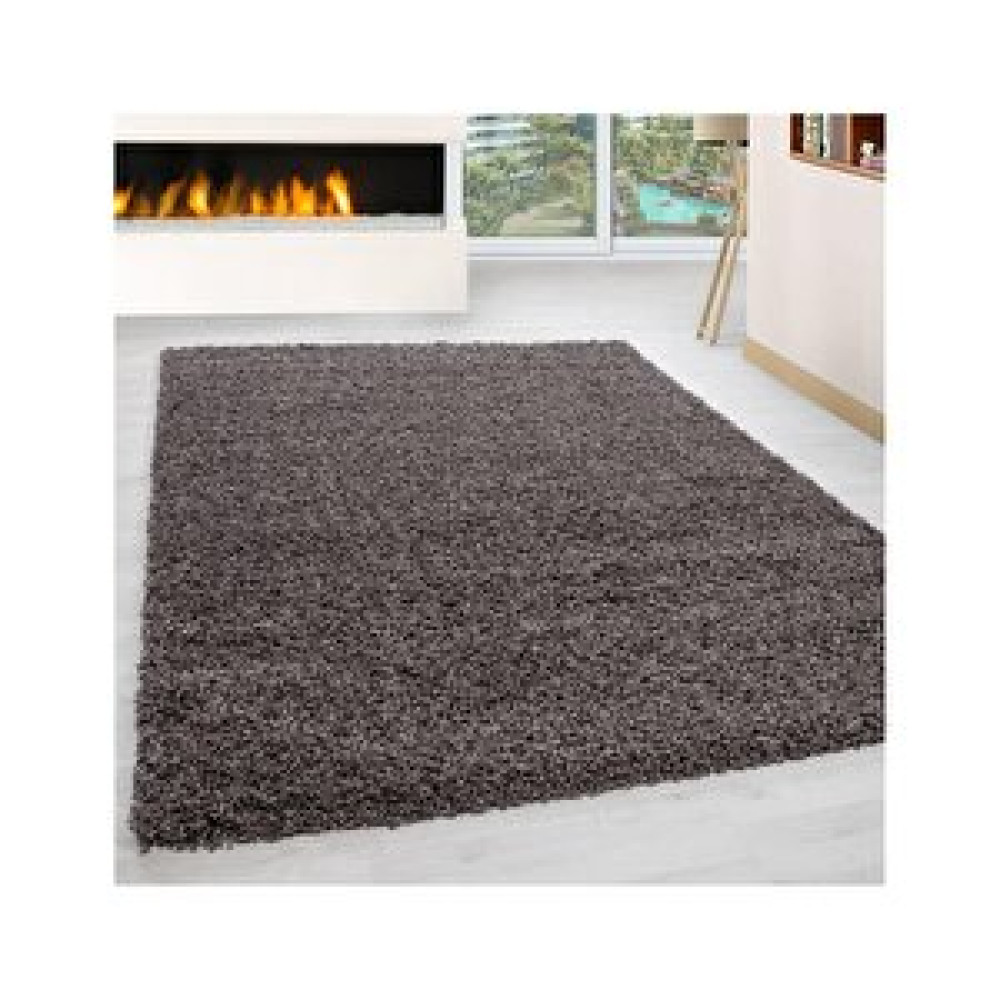 Oveshome Shaggy Halı 30 Mm Uzun Ve Yüksek Tüylü Düz Toprak Rengi 160x160 cm Salon Halısı Fiyatı