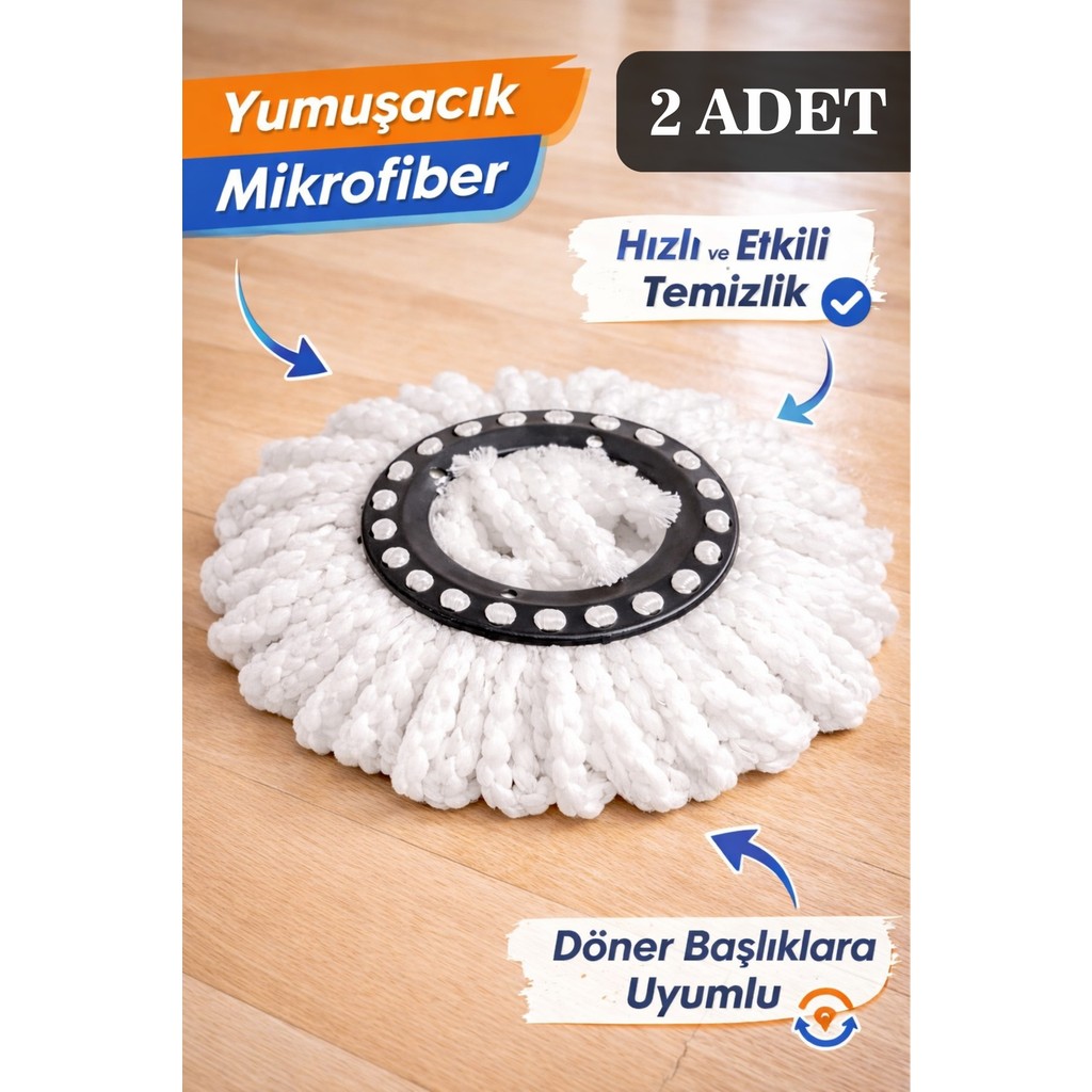 Ovio Ev Yaşam 2'li Mop Set Çizmez Mikrofiber Başlık Döner Paspas Havlu Yedeği - Mop Uçlarına Uygun Temizlik Bezi - Beyaz Araca Özel Paspaslar Fiyatı
