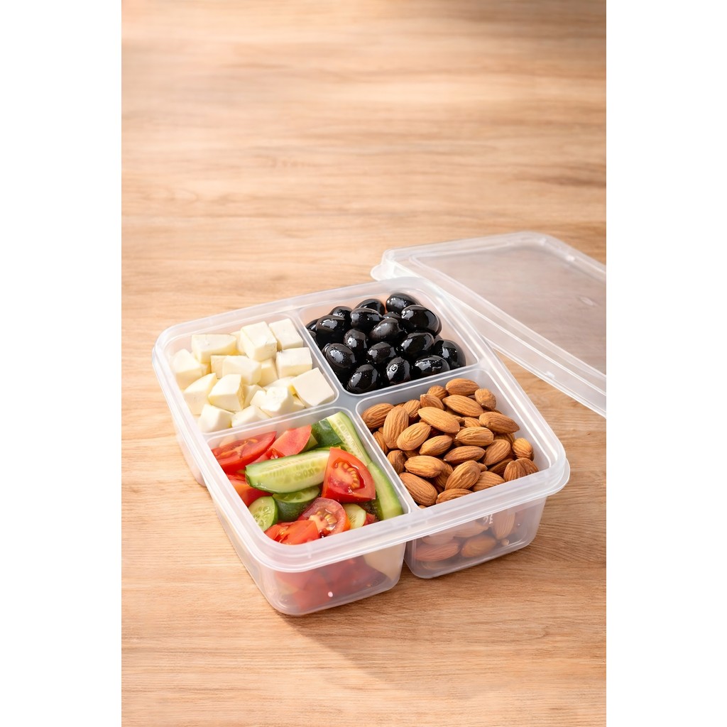 Ovio Ev Yaşam 4 Bölmeli 1000 ml Kahvaltılık Atıştırmalık Beslenme Diyet Kabı Buzdolabı Düzenleyici Organizer - Şeffaf Buzdolapları Fiyatı