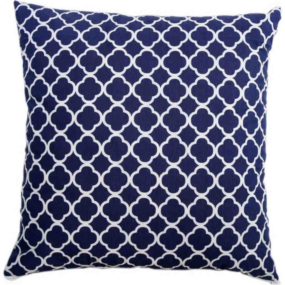 Ovua Çift Taraflı Mavi Desenli Fermuarlı Kırlent - 43 x 43 cm - Beyaz - Mavi Kırlent / Mobilya Yastığı Fiyatı