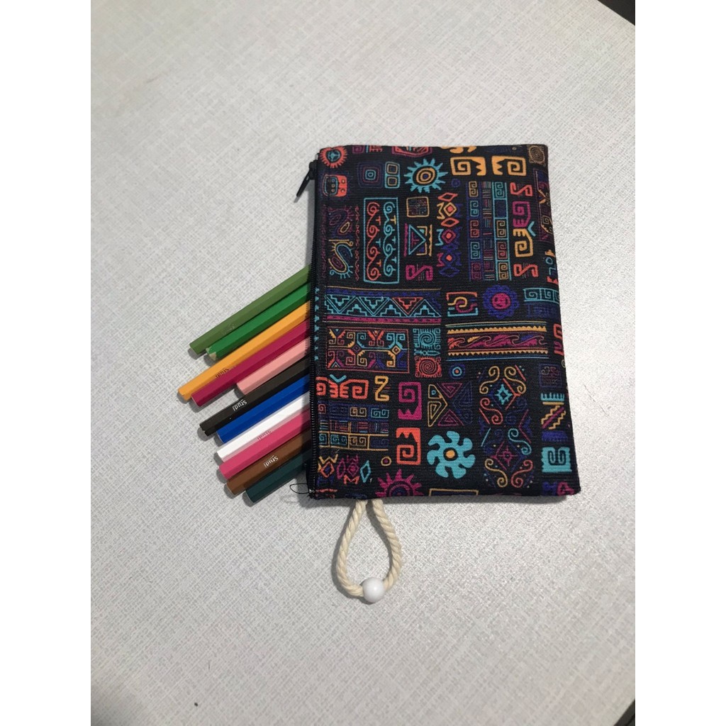 Owl Bag Etnik Otantik Astek Figürleri Desenli Tasarım Bez Kalemlik-Cüzdan Kalemlik (Kalem Kutusu) Fiyatı