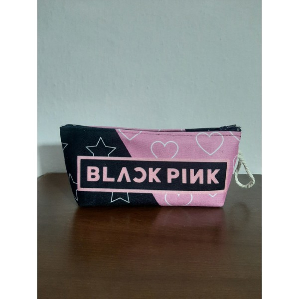 Owl Bag Kpop - Blackpink Logo Siyah Pembe Desenli Tasarım Kalemlik - Makyaj Çantası Kalemlik (Kalem Kutusu) Fiyatı