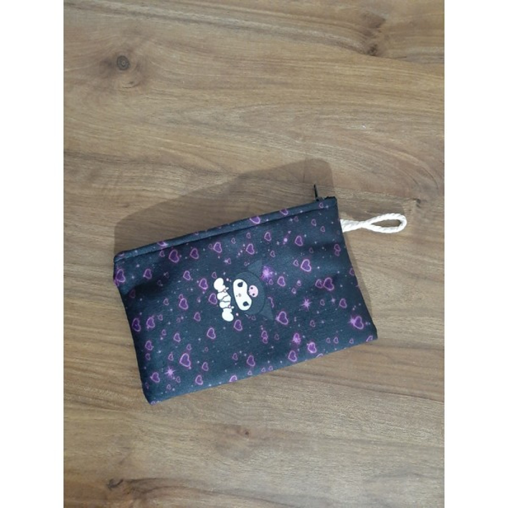 Owl Bag Kuromi Uçuşan Kalpler Mor Desenli Tasarım Bez Kalemlik-Cüzdan Kalemlik (Kalem Kutusu) Fiyatı