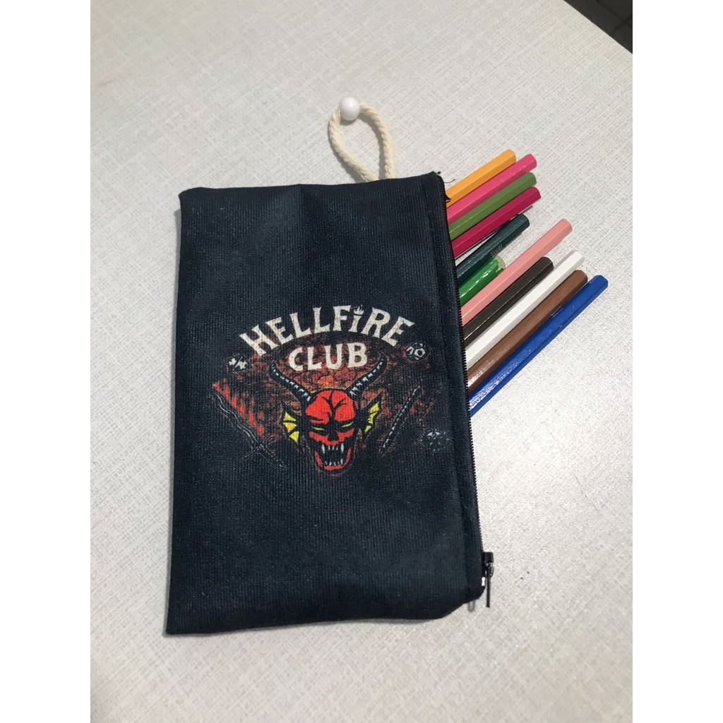 Owl Bag Stranger Things-Hellfire Desenli Tasarım Bez Kalemlik - Cüzdan Kalem & Yazı Gereçleri Fiyatı