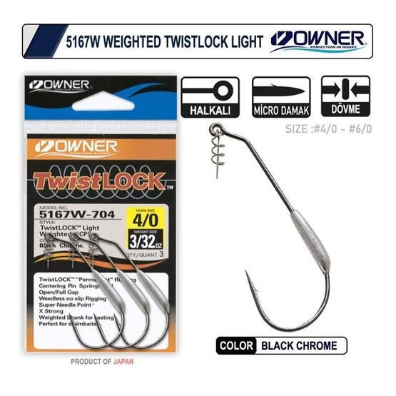Owner 5167W Weighted Twistlock Light Black Chrome İğne