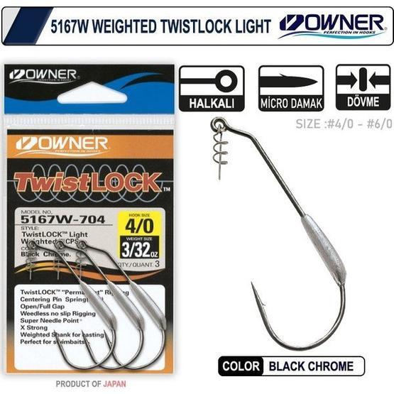 Owner 5167W Weighted Twistlock Light Black Chrome İğne