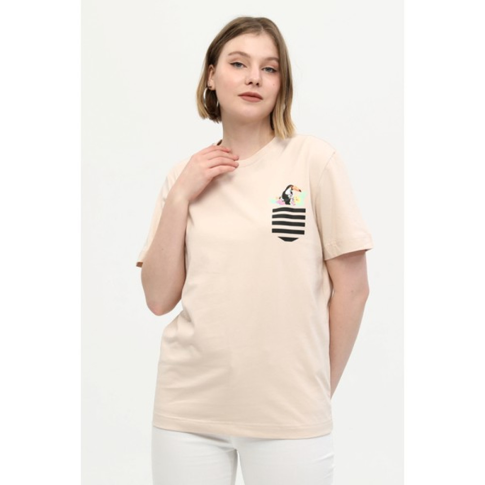 Owut Collection Baskılı Sarı Tişört Regular Fit / Normal Kesim Bayan T-shirt Fiyatı