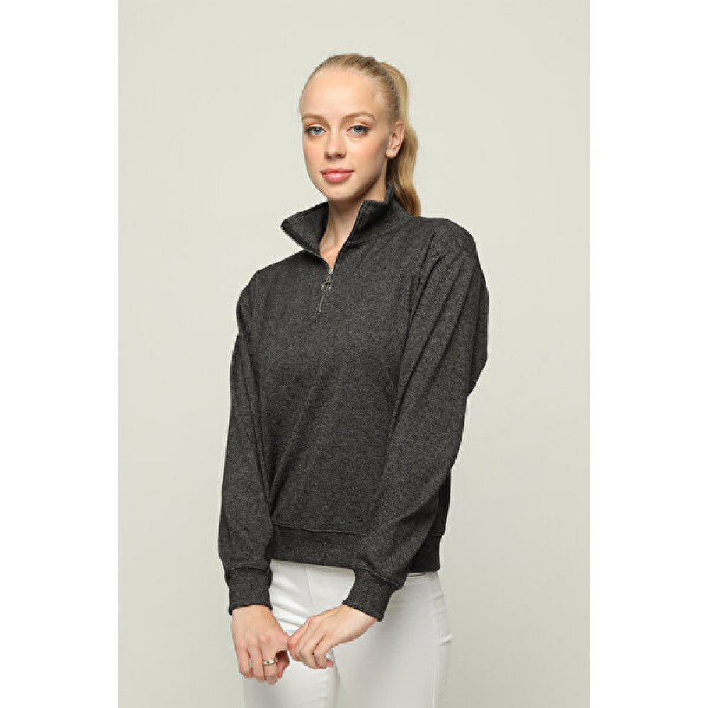 Owut Collection Kadın Yarım Fermuar Dik Yaka Regular Kadın Polar Sweatshirt Bayan Sweatshirt Fiyatı