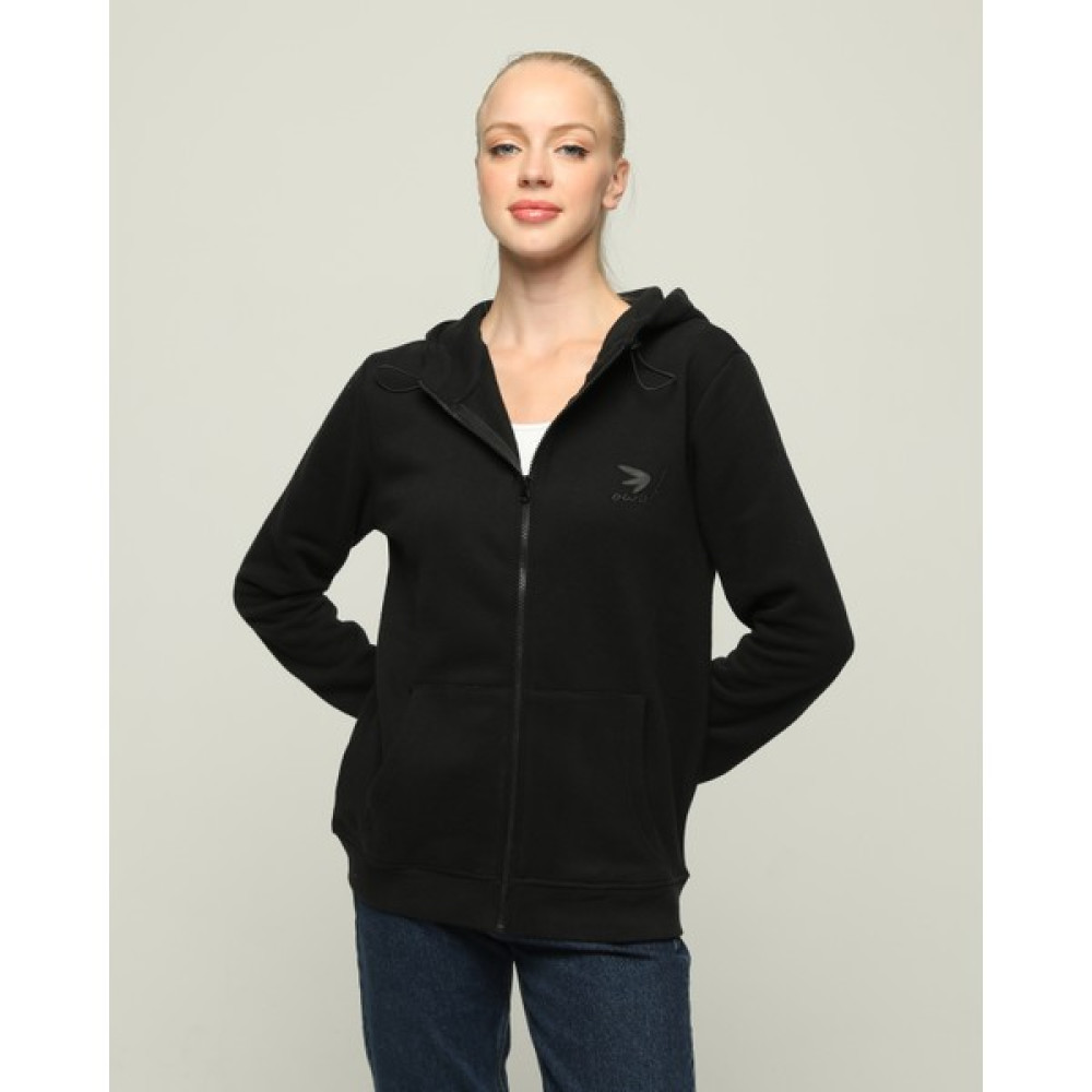 Owut Collection Siyah Kapüşonlu Oversize/geniş Kalıp Fermuarlı Kapuşonlu Sweatshirt Bayan Sweatshirt Fiyatı