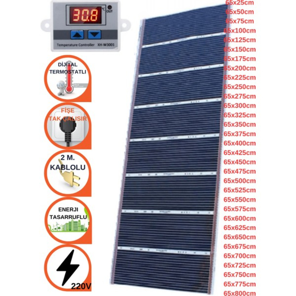 Oxa Dijital Termostatlı Halı Altı Karbon Isıtıcı Film 65X25CM - 65 x 25 cm Isıtıcılar Fiyatı