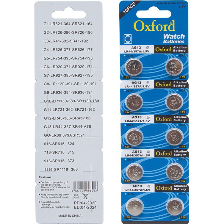 Oxford AG13 LR44 Düğme Pil 10’lu Paket Alkalin 1,55 Volt Kaliteli Saat Pili Diğer Fiyatı