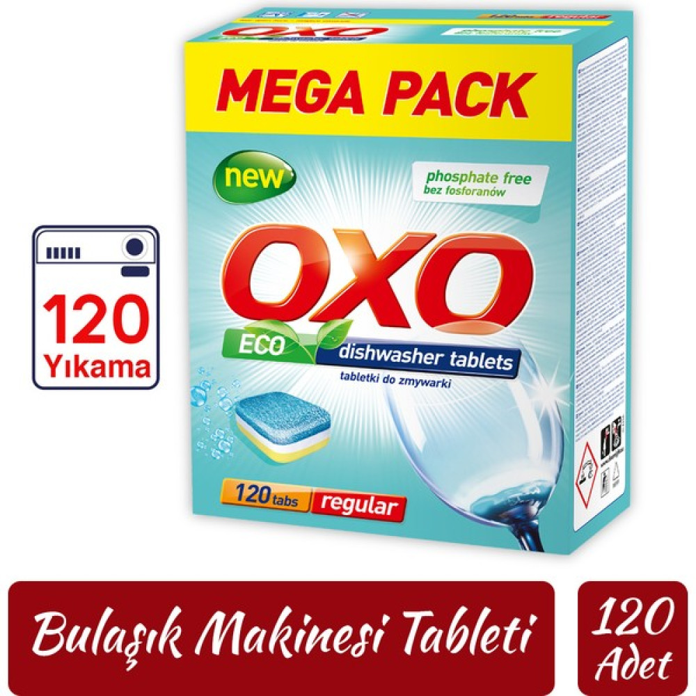 Oxo Bulaşık Makinesi Tableti Mega Paket Deterjan 120 Tablet Hepsi Bir Arada Bulaşık Yıkama Fiyatı